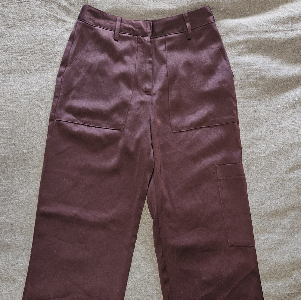 Topshop brown satin dress pants size 2